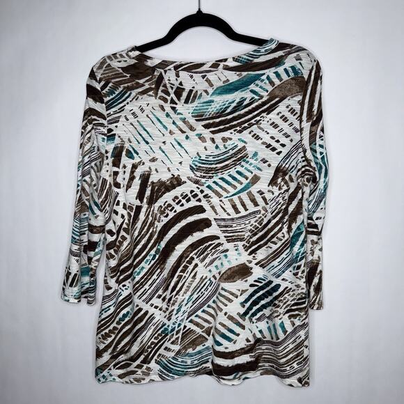 Chico’s Women’s Printed 3/4 Sleep Top Keyhole Neck Size 0 - Picture 4 of 5